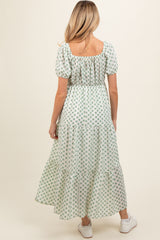 Green Floral Tiered Maternity Maxi Dress
