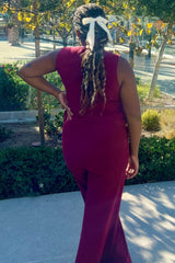 Burgundy Slub Knit Pants Set