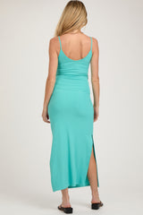 Jade Ribbed Side Slit Maternity Maxi Dress
