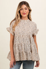 Ivory Animal Print Tiered Maternity Top