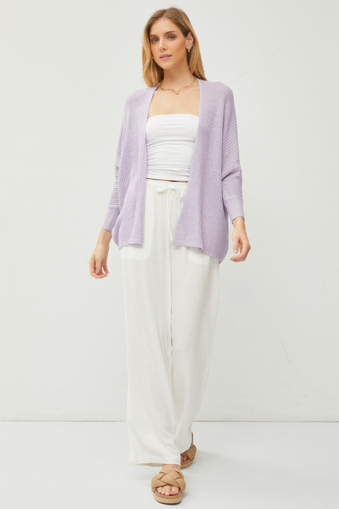 Lavender Knit Dolman Sleeve Maternity Cardigan