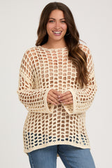 Cream Open Knit Maternity Top