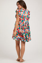 Green Floral Mock Neck Maternity Dress