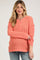 Coral Open Knit Front Button Maternity Sweater
