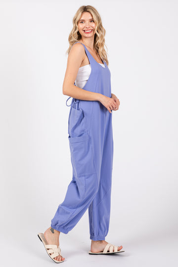 Lavender Racerback Drawstring Side Pocket Jumpsuit