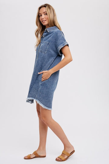 Blue Denim Button Up Dress