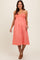 Coral Eyelet Crochet Halter Maternity Dress