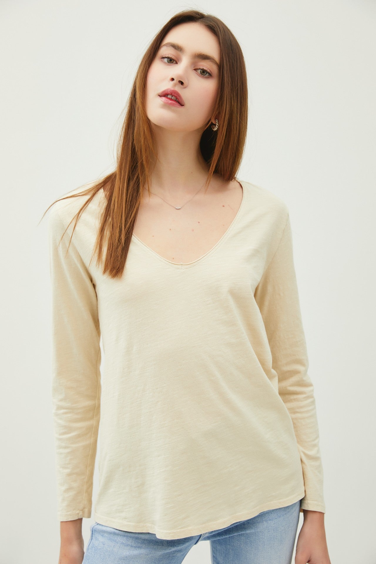 Beige Long Sleeve Maternity Shirt