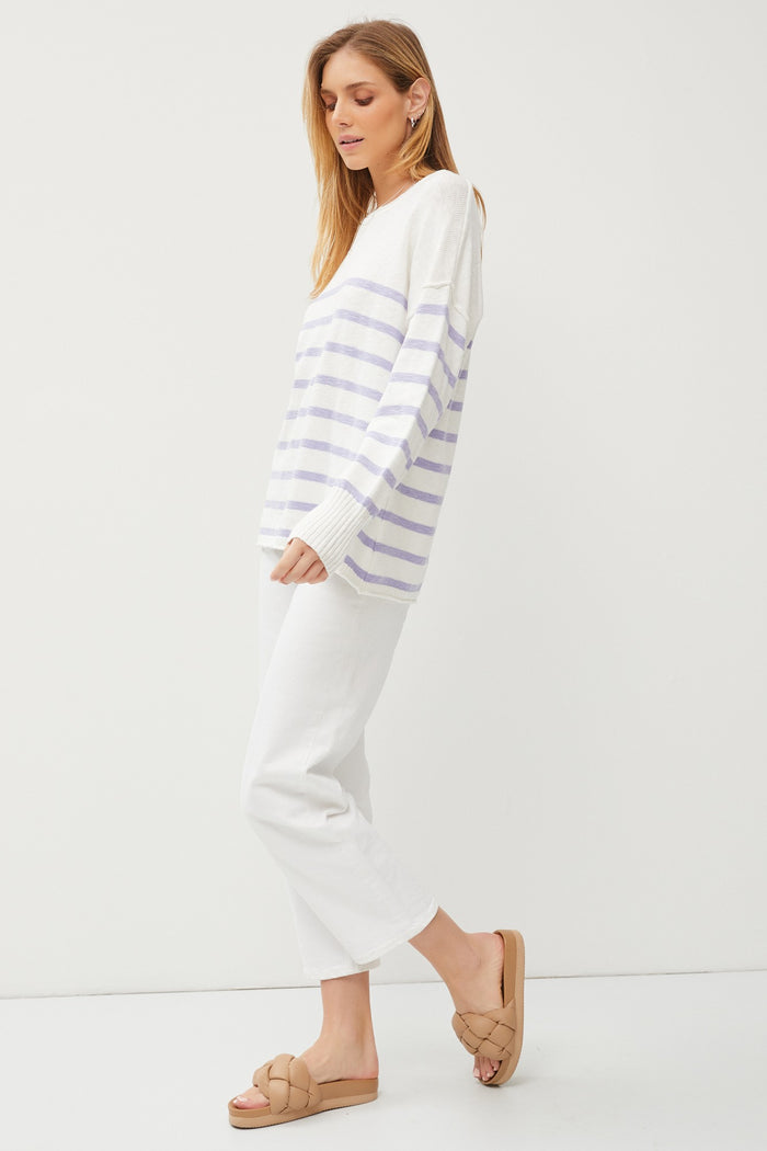 Periwinkle Striped Cuff Sweater