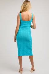 Aqua Wide Rib Knit Maternity Midi Dress