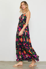 Black Floral Embroidered Maxi Dress