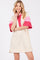 Cream Striped Color Block Collared Terry Dress