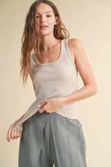Light Taupe V-Neck Basic Tank Top
