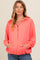 Coral Waffle Knit Half Zip Relaxed Fit Maternity Hoodie