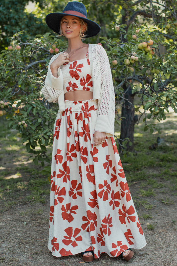 Ivory Open Knit Cropped Maternity Cardigan