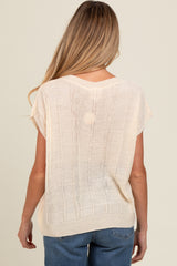 Cream Knit Short Sleeve Sweater Maternity Top