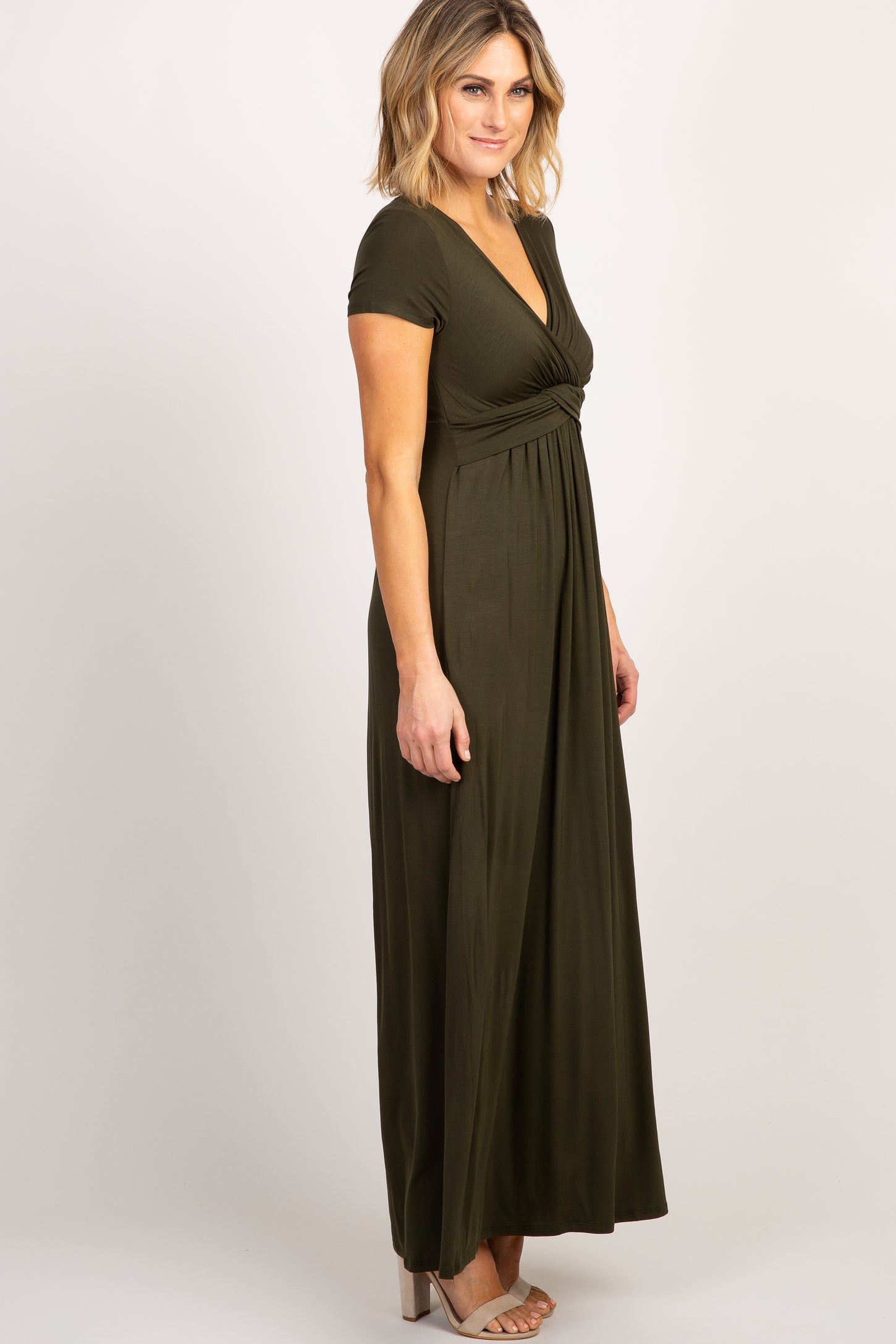 Olive Draped Maxi Dress
