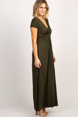 Olive Draped Maxi Dress