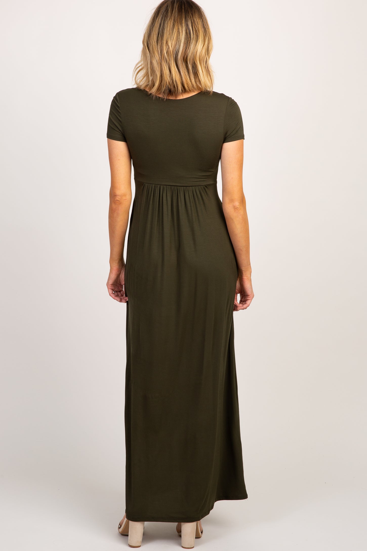 Olive Draped Maxi Dress