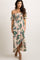 PinkBlush Peach Leaf Print Smocked Off Shoulder Dress