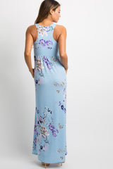 PinkBlush Aqua Floral Sleeveless Maxi Dress