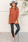 Rust Solid Long Sleeve Peplum Top