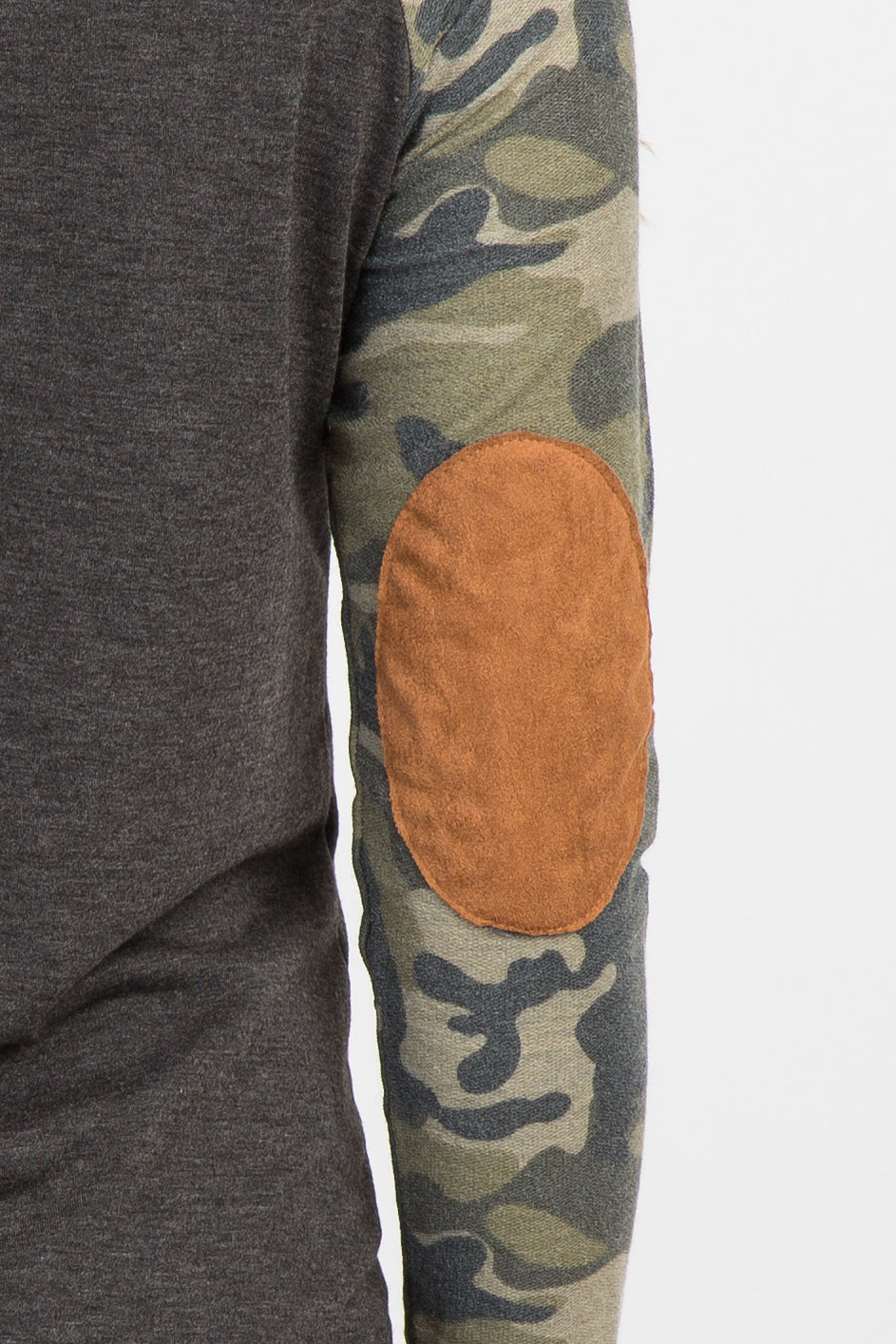 Charcoal Grey Camo Colorblock Maternity Top