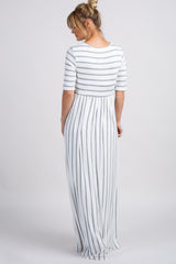 PinkBlush Heather Grey Striped Half Sleeve Maternity Maxi Dress
