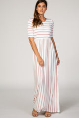 PinkBlush Mauve Striped Half Sleeve Maternity Maxi Dress