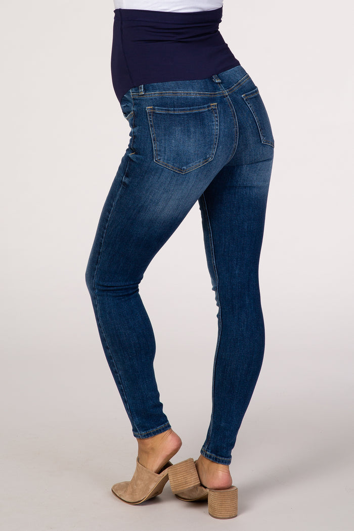 PinkBlush Blue Medium Wash Maternity Skinny Jeans