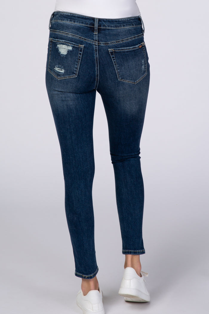 PinkBlush Blue Lightly Distressed Maternity Skinny Jean