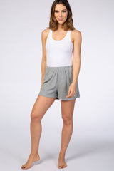 Grey Terry Elastic Waist Lounge Shorts