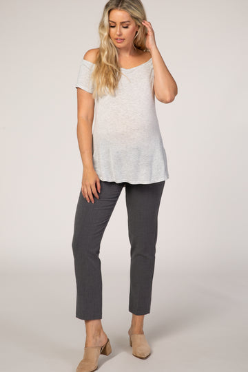 PinkBlush Charcoal Cropped Maternity Dress Pants