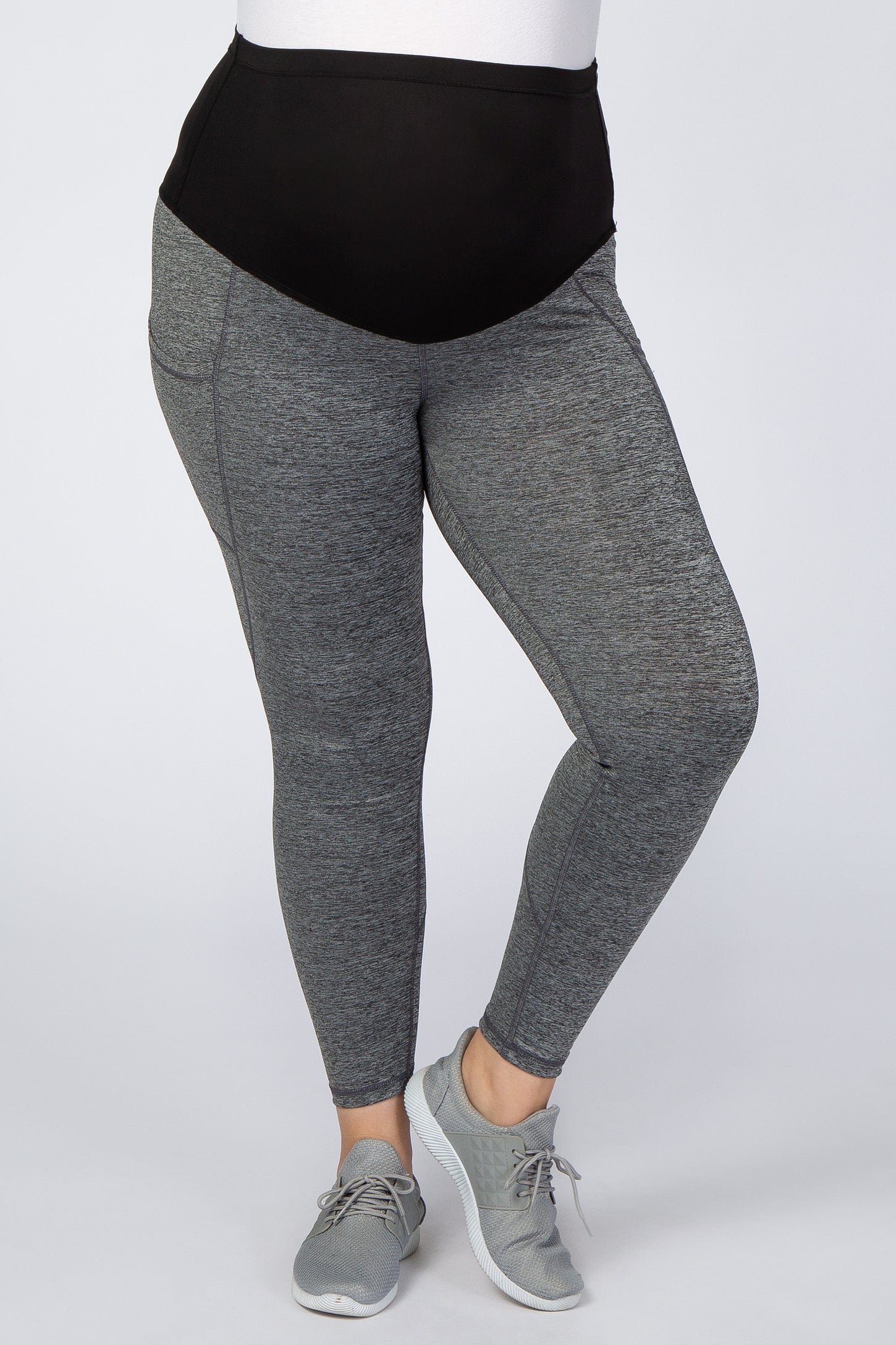 Black Marled Maternity Plus Leggings
