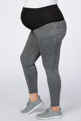 Black Marled Maternity Plus Leggings