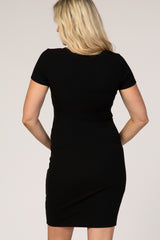 Black Ribbed Maternity Dress