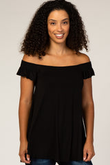 Black Flutter Sleeve Top