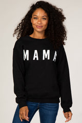 Black Screen Print Mama Maternity Pullover Sweatshirt