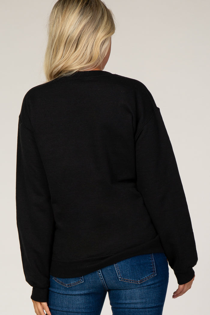 Black Screen Print Mama Maternity Pullover Sweatshirt