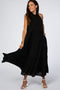 Black Tiered High Neck Maxi Dress