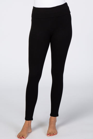 Black Foldover Waistband Leggings