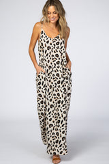 Ivory Animal Print Maternity Maxi Dress
