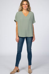 Light Olive Short Sleeve Blouse