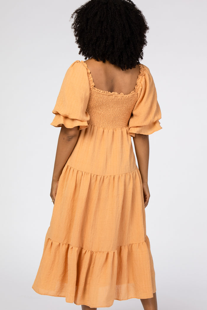 Mustard Smocked Tiered Dress
