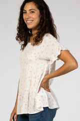 Ivory Floral Swiss Dot Tiered Top