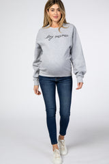 Heather Grey "Boy Mama" Fleece Maternity Sweatshirt
