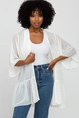 Ivory Swiss Dot 3/4 Sleeve Chiffon Maternity Cover Up