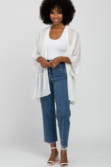 Ivory Swiss Dot 3/4 Sleeve Chiffon Cover Up