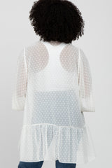 Ivory Swiss Dot 3/4 Sleeve Chiffon Cover Up