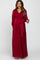 Burgundy Metallic Striped Chiffon Maternity Maxi Dress